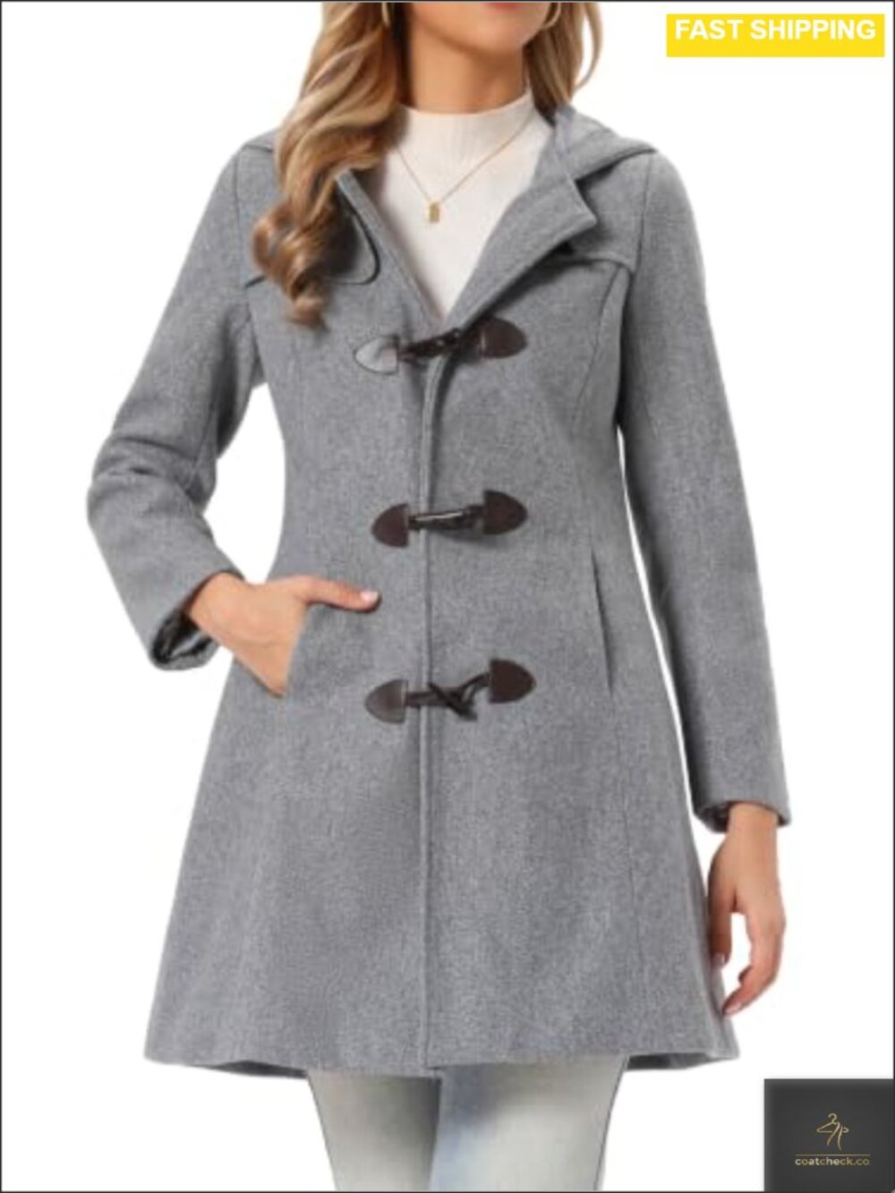 Women's Long Hooded Toggle Duffle Peacoat Winter Overcoat